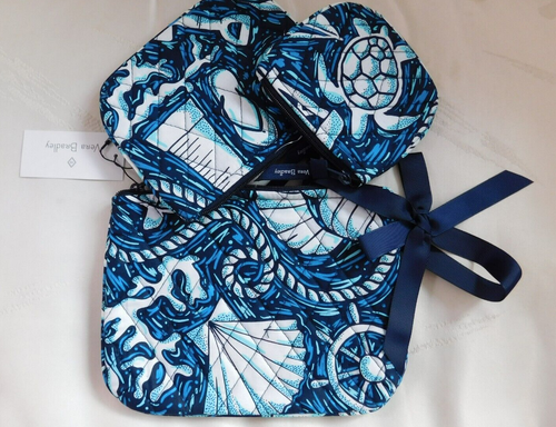 VERA BRADLEY Cosmetic Case Trio - Large, medium, small Shore Enough - exact NWT - Picture 3 of 4