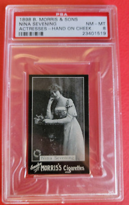 1898 B MORRIS & SONS CIGARETTE CARD ACTRESS NINA SEVENING GRADED PSA 8 NM- MINT