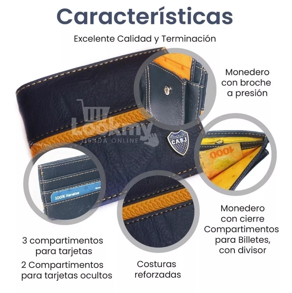 Cartera BILLETERA BOCA JUNIORS LICENCIA CAJA OFICIAL ARGENTINA Foto 3 de 4