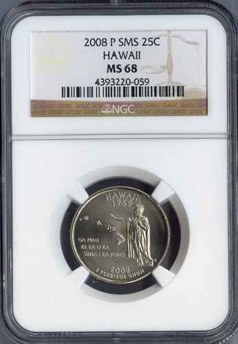 2008-P Hawaii Quarter NGC MS68 Quality Satin
