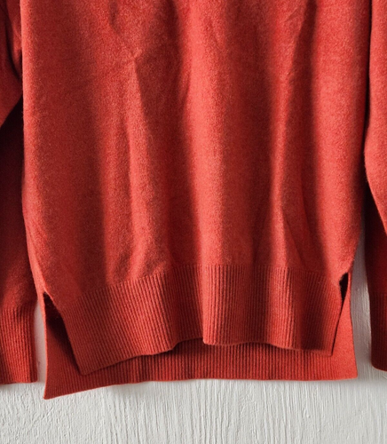 Suéter de invierno de cachemir relajado Repeat para mujer talla 36/XS cuello en V naranja - Imagen 3 de 9