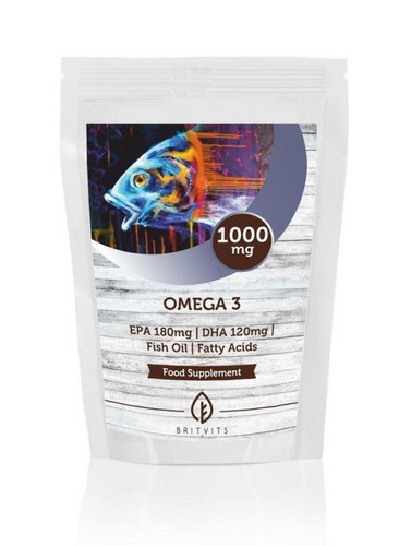 Aceite de pescado Omega 3 1000 mg EPA DHA cápsulas blandas BritVits GB - Imagen 10 de 12