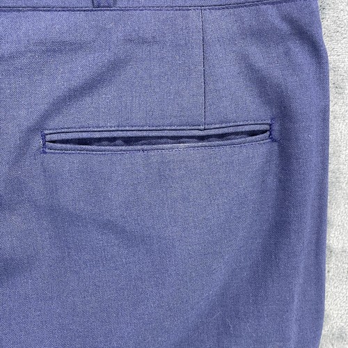 Vintage 70s Blue Straight Trouser Pants 38 S Wool Blend Tropical Vietnam 38x30 - Picture 11 of 13