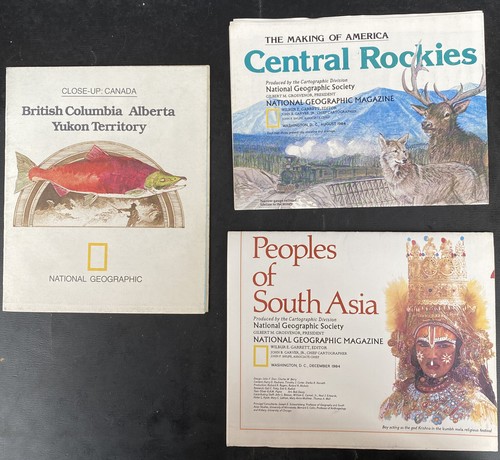 Lot of 3 NATIONAL GEOGRAPHIC MAGAZINE MAPS & INSERTS-1978 & 84 Canada U.S. Asia - Imagen 2 de 8