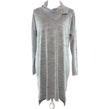 Sweet Pea Women Size S Knit Mini Dress Oversized Pullover Cowl Neck Sweater Gray