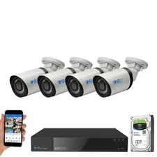 8 Channel NVR 4 5MP H.265+ PoE IP Microphone AI Bullet Security Camera System