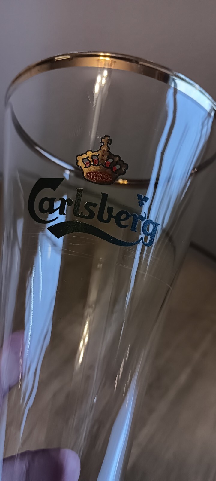 Carlsberg Danish Beer Glass Gold Rimmed Pilsner 7" Tall Glass eBay