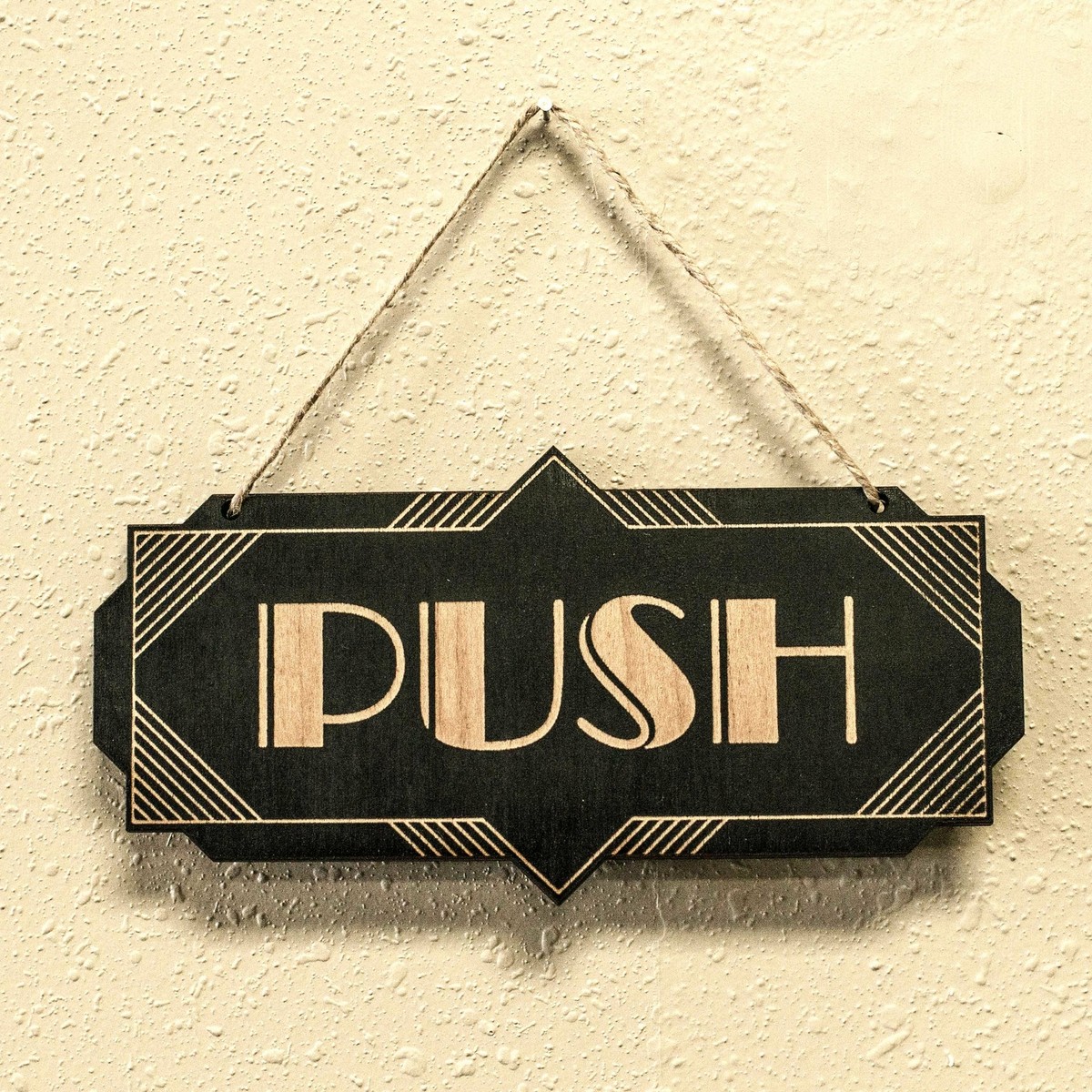 Push - Black Door Sign - Art Deco 8x4in Push - Black Door Sign - Art Deco 8x4in