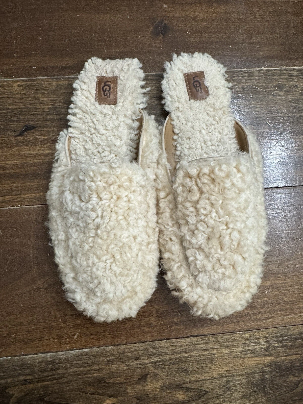 Ugg Donna Cozette Slides Ciabatte Pelle di Pecora Avorio Scivoli Taglia 7