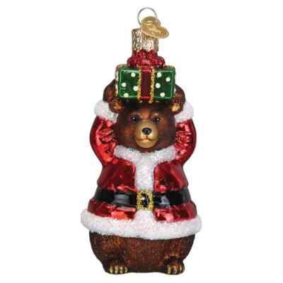 Old World Christmas CHRISTMAS BEAR (12668) Glass Ornament w/OWC Box