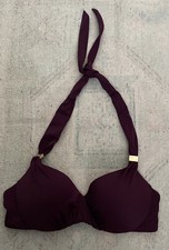 Victorias Secret Sz 32B Bikini Swim Top Halter Padded Eggplant Purple EUC