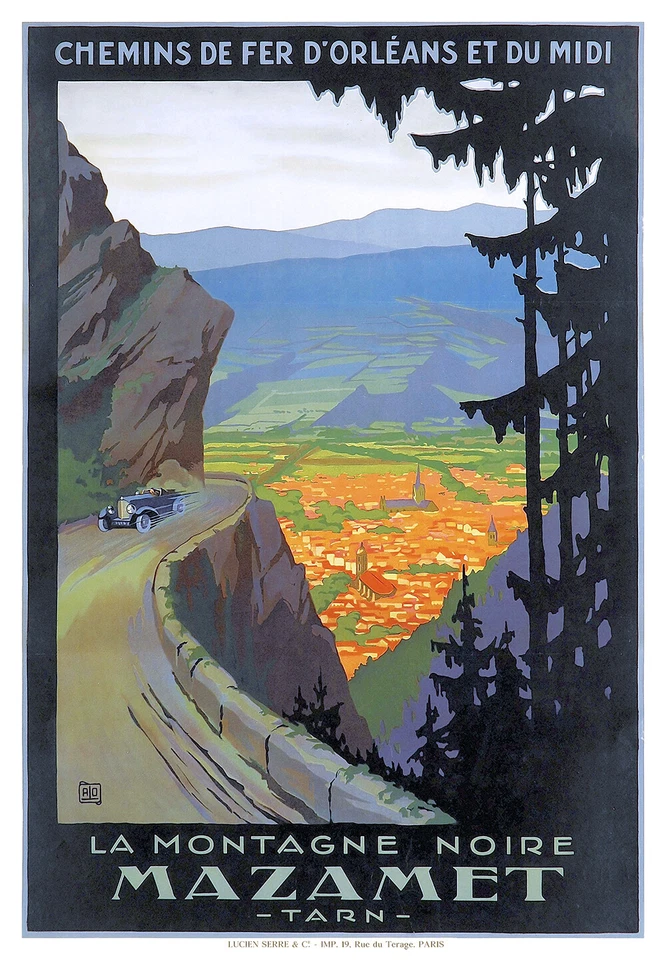 MESIDÉESDECADEAUX Affiche chemin de fer Orléans & Midi - La Montagne Noire Mazamet