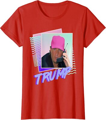 Funny Trump Pink Cap Making Phone Call Trump Lovers Ladies' Crewneck T-Shirt