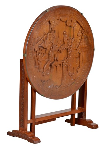 LOVELY MAHOGANY TILT TOP GLAZED CHINOISERIE SIDE OCCASIONAL TABLE - Picture 10 of 10