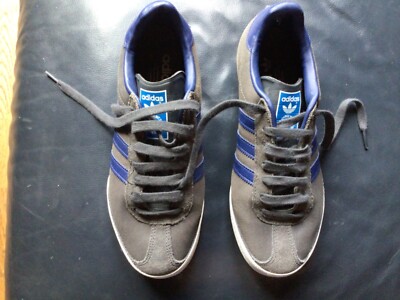 Boy's Adidas Bamba Dark Grey and Navy Leather Trainers Size