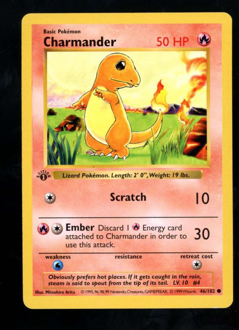 1999 Pokemon Base Set Charmander #46 1st Edition LP ZZ2346