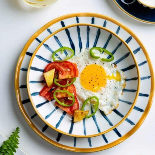 Teller 4er Set Speiseteller 8" oder 10" Handarbeit Pasta Servierschale japanischer Stil - Bild 4 von 9