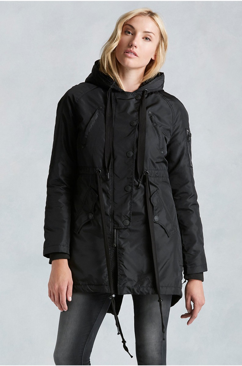 Womens Parka Sherpa DESIGNER True Religion Jeans Black S