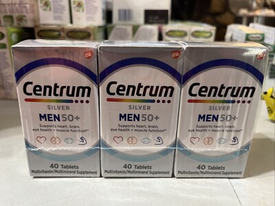 Centrum (3 Pack) Silver Men 50+ Multivitamin 40 Tabs Ea Sealed Exp 11/25
