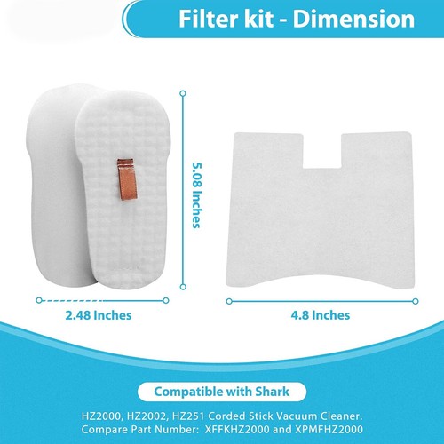 Filter Kit For Shark HZ602 HZ702 UV580 HH200 HH202 HZ251 HS152AMZ HZ2003C Vacuum - Picture 3 of 12