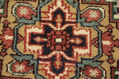 Hand-Knotted Medallion Wool Carpet Geometric Beige Indian Rug 3x5 Ft Foyer Rug - Picture 8 of 12