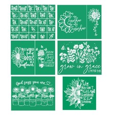 6Pcs Flower Silk Screen Stencils Reusable Self Adhesive Stencils Sunflower Fl...