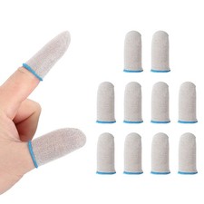 Mobile Gaming Finger Sleeve, 10 Pack Controller Finger Thumb Sleeve, White/Blue