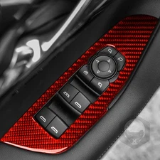 19-25 Red Carbon Fiber +Front Window Lift Switch Panel Trim For Chevrolet Blazer