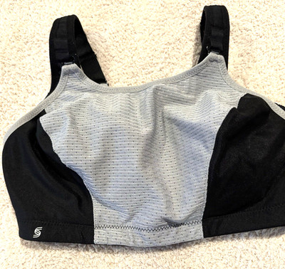 Glamorise Wirefree Adjustable Bounce Control Sports Bra #1166, Black/Gray 36DD