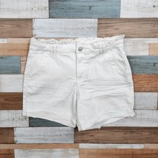 Jordache Girls White High Waisted Denim Mom Shorts Frayed Paperbag Waist Size 16