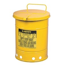 JUSTRITE 09711 Oily Waste Can,21 Gal.,Steel,Yellow 13M351