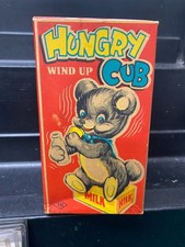 Vintage HUNGRY CUB Bear Wind-up Toy with Original Box  WORKS Great Condition