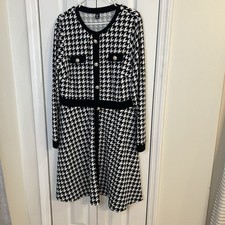 SHEIN Plus Houndstooth Faux Button Dress Black And White Size 4xl