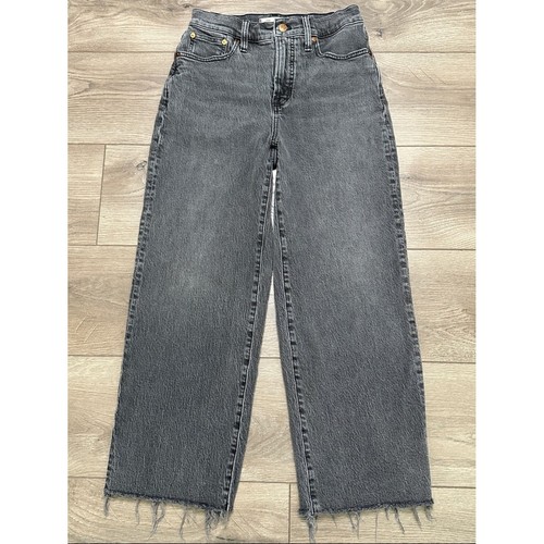 Madewell The Perfect Vintage Wide Leg Crop High Rise Stretch Jeans Gray Size 25