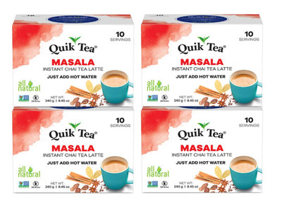 QuikTea Tea Latte, Masala Chai, 8.5 Ounce (Pack of 4)