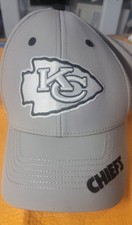 Kansas City Chiefs Grey Embroidered Logo Hat. Elastic Band