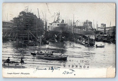 1905 Philadelphia Pennsylvania Vintage Postcard Cramps Shipyard US Navy Dry Dock