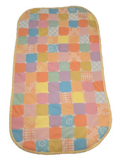 Handmade Patchwork Quilt Baby Blanket Nursery Crib Pastel Vtg Retro 70s 43x25  
