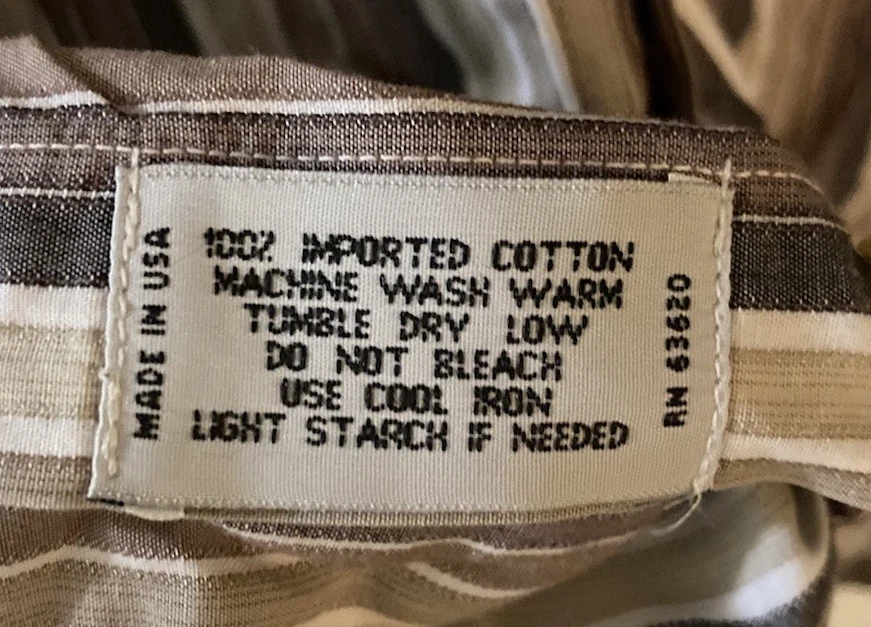 Camisa Bullock & Jones Para Hombre Talla Grande Marrón Beige Rayas Abotonada Hecha en EE. UU. Foto 4 de 4