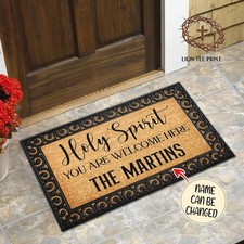 Personalized Holy Spirit You Are Welcome Here Christian Doormat Faith Rug Gift