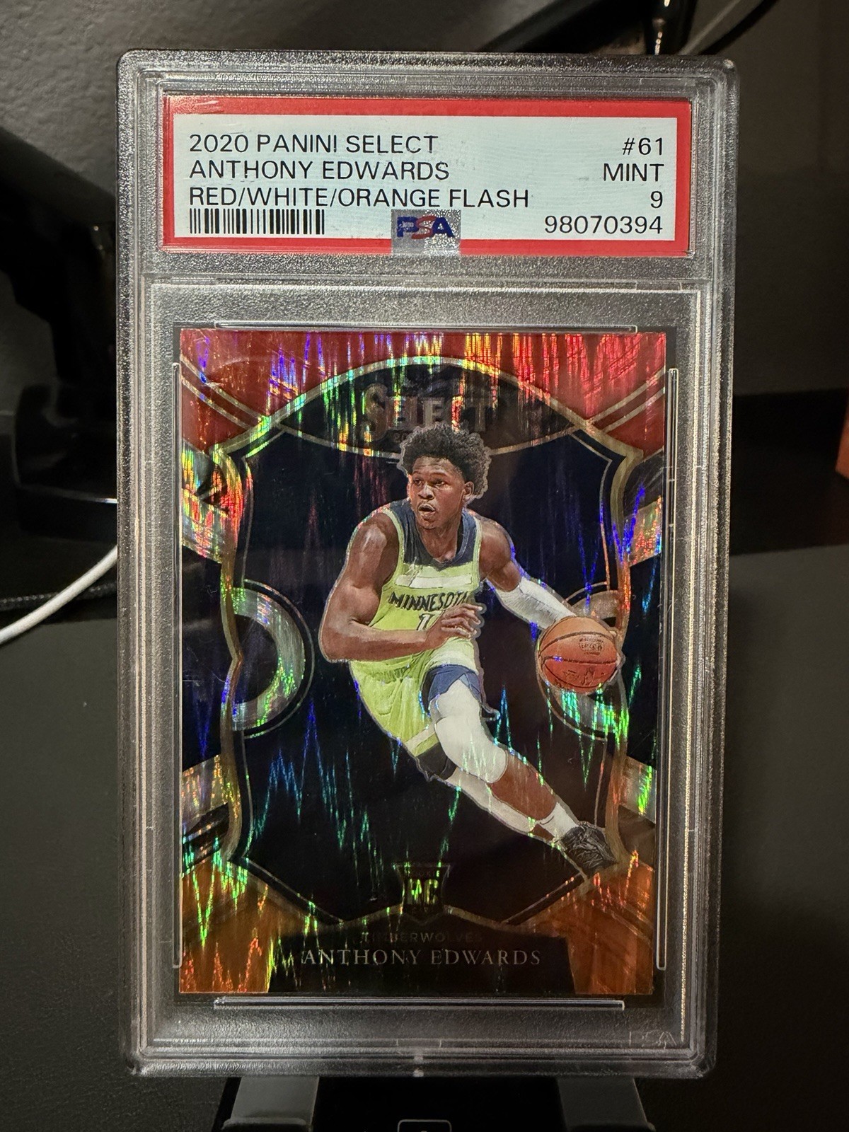 2020-21 Panini Select Anthony Edwards Rookie #61 Red White Orange Flash  PSA 9