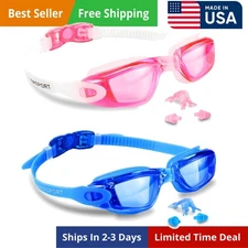 Swim Goggles Pack of 2 Swimming Goggles Anti Fog for Adult Men Women Youth Kids