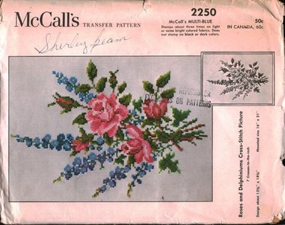 2250 Vintage McCalls SEWING Pattern Misses X Stitch Transfer Roses Delphiniums