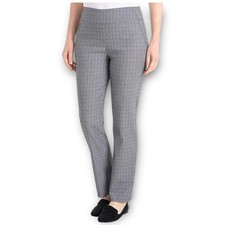 NWT Hilary Radley Pull-On Tummy Control Slim Leg Pants S 4-6 Gray Plaid