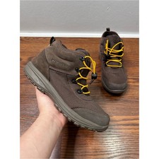 Columbia Fairbanks Mid hiking boots, brown with yellow bungee laces size Kids 6