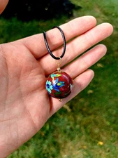 Red Floral Necklace Made with a Vintage Bead / Red / Floral Necklace / Pendant 
