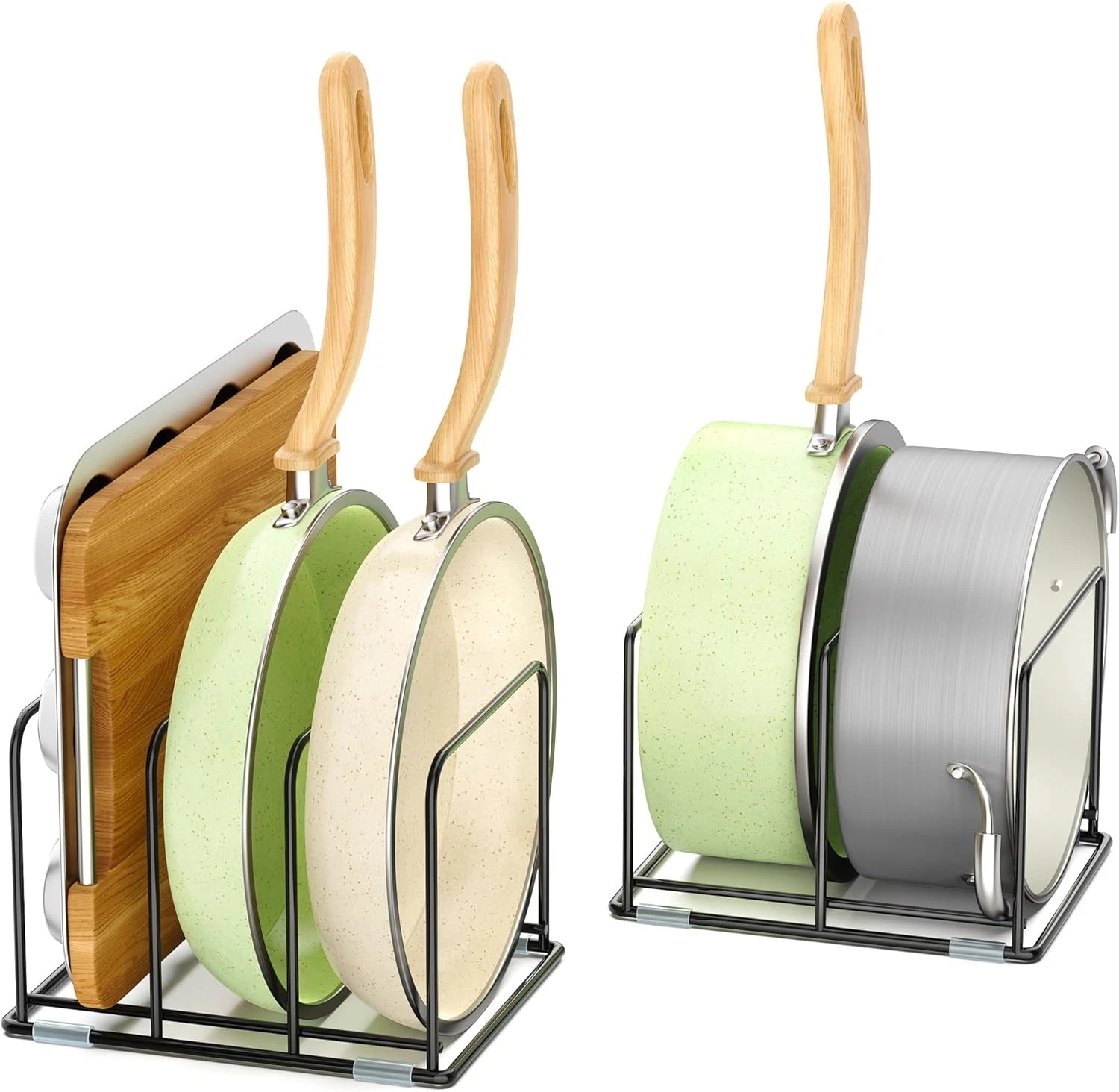 2PCS Pan Organizer Rack 5 Slot Kitchen Holder