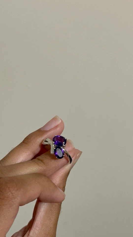 Mujer Oro Blanco Rodio Sobre Plata de Ley Amatista y Topacio Talla 6 Foto 3 de 4