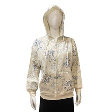 Disney STITCH hoodie Jacket NEW Women Small Cream Embroidered Full Zip Pockets