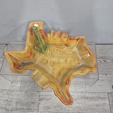Vintage Unique Big Like Texas Shaped Ceramic Ashtray
